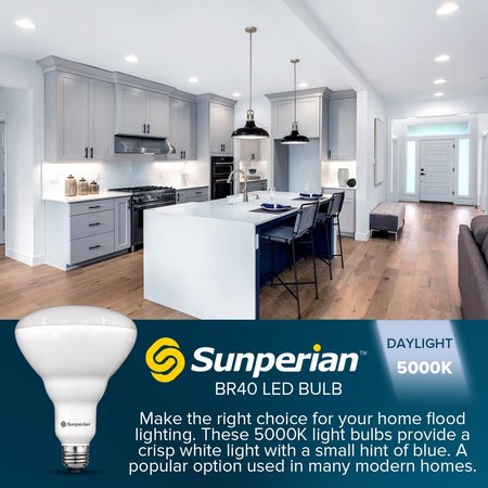Sunperian BR40 LED Flood Light Bulbs 13W (85W Equivalent) 1400LM Dimmable E26 Base 6-Pack SP34026-6PK